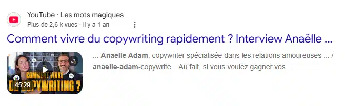 Capture d'écran d'une interview de Anaëlle Adam par Sélim Niederhoffer